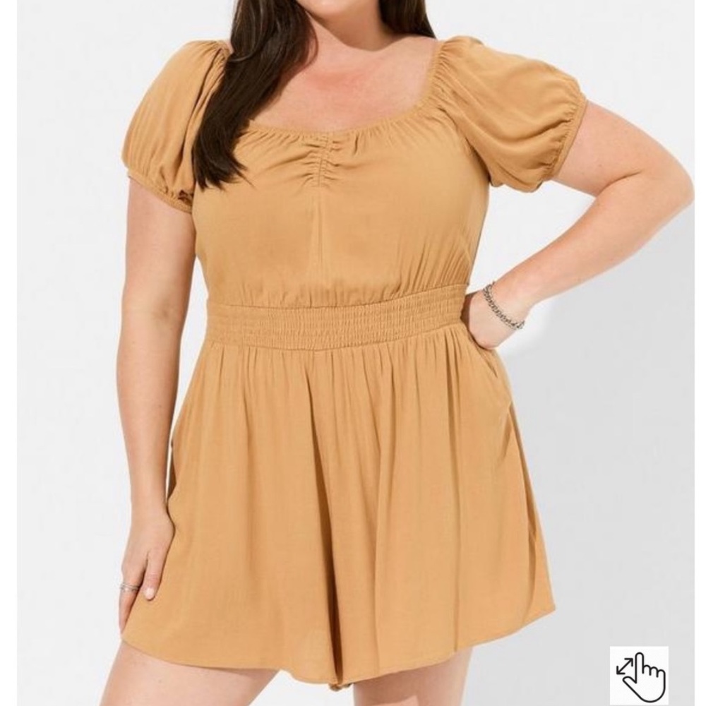 Torrid Rayon Slub Smocked Waist Romper
